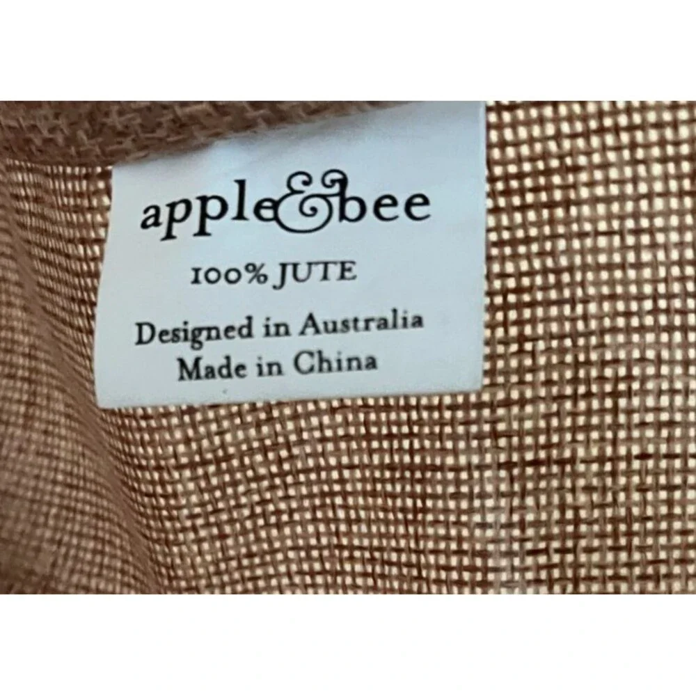 Apple & Bee for Junior League Jute Tote Market Bag Shopper Striped Double Handle